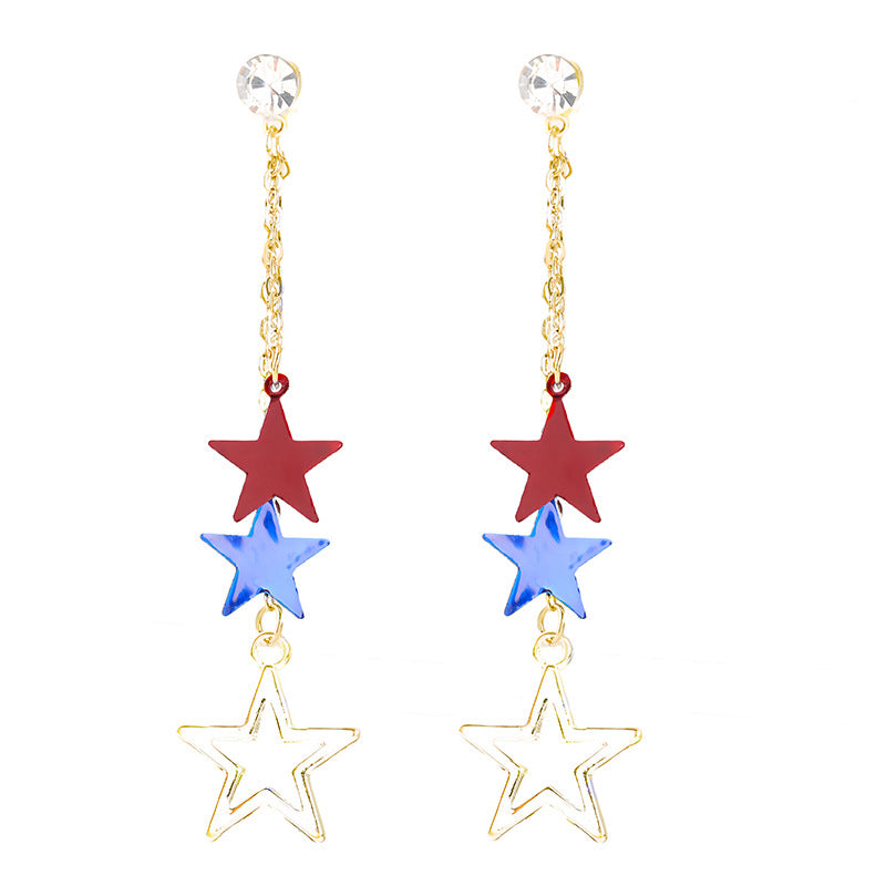 Women's nan patriotic horseshoe enamel dangle earrings with star-accented design and fishhook findings Bowlift