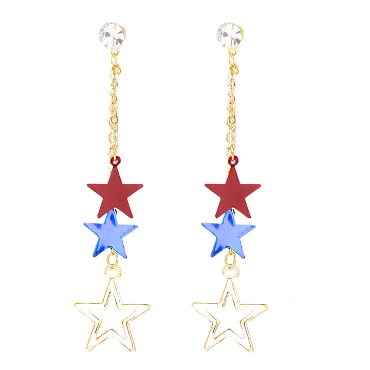 Women's nan patriotic horseshoe enamel dangle earrings with star-accented design and fishhook findings Bowlift