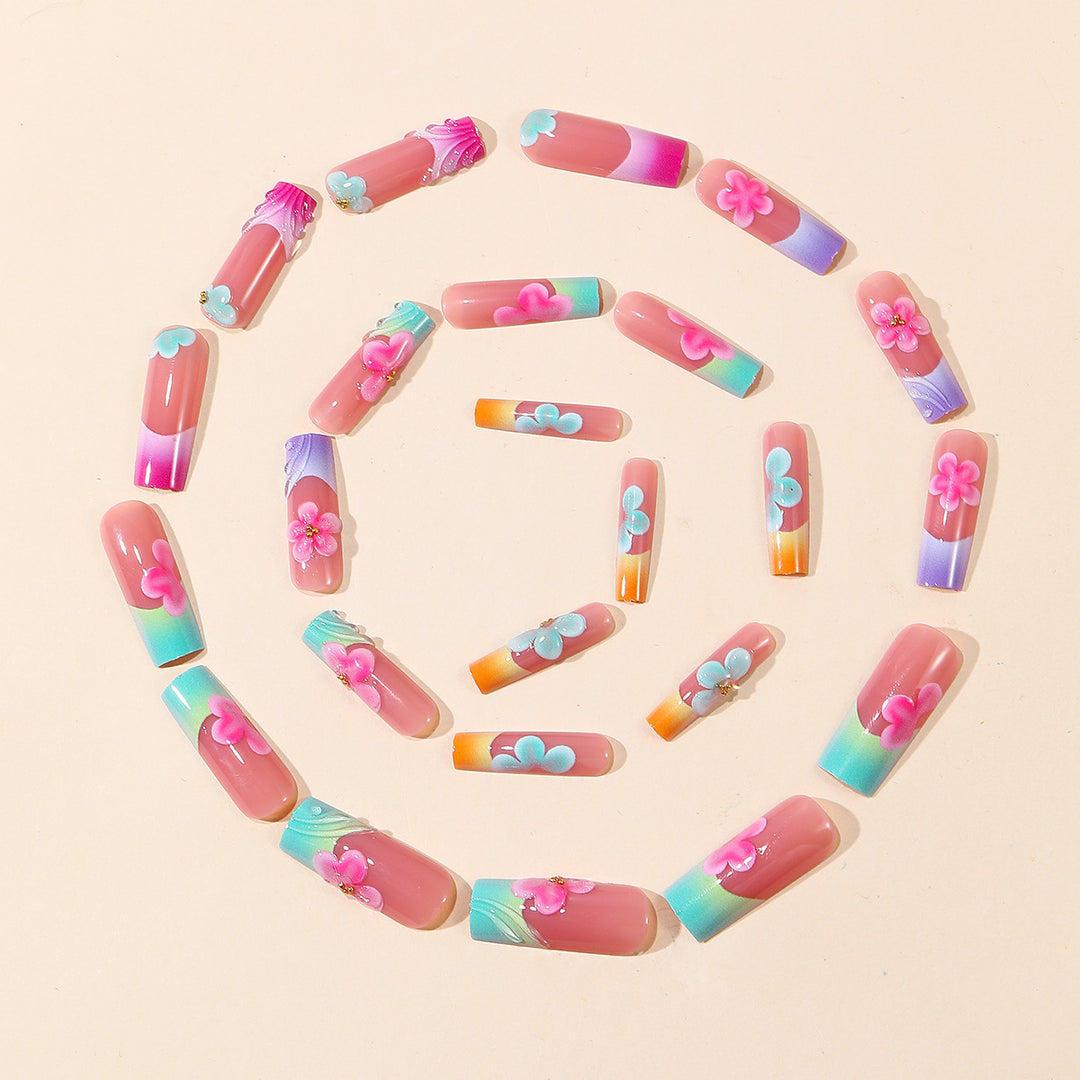 Floral-Inspired Acrylic Nail Art Extensions Bowlift