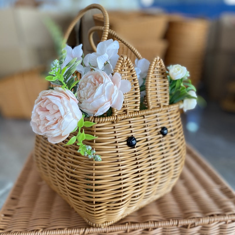 Cute Bunny-Shaped Woven Storage Basket Bowlift