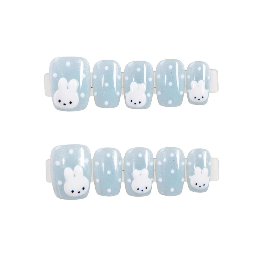 Whimsical Bunny-Themed Press-On Nail Art Set Bowlift