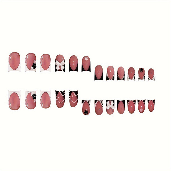 Decorative Press-On Nail Art with Floral and Graphic Designs Bowlift