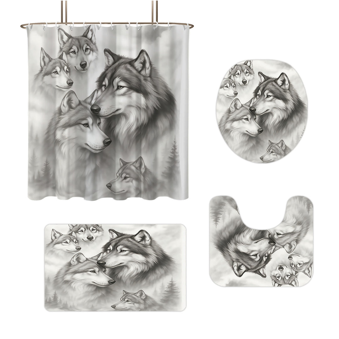 High-Definition Wolf-Themed Bathroom Décor Set Bowlift