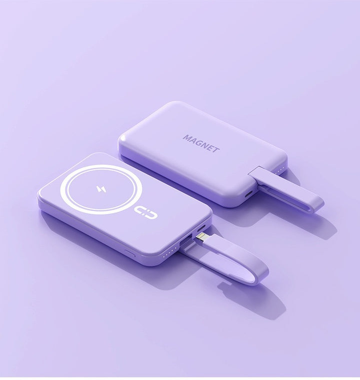Magnetic power bank with wireless charging function and integrated quick charging Bowlift