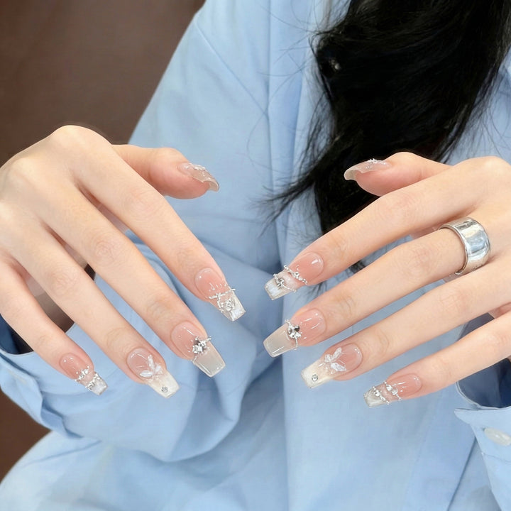 Decorative Butterfly-Embellished Press-On Nails Bowlift