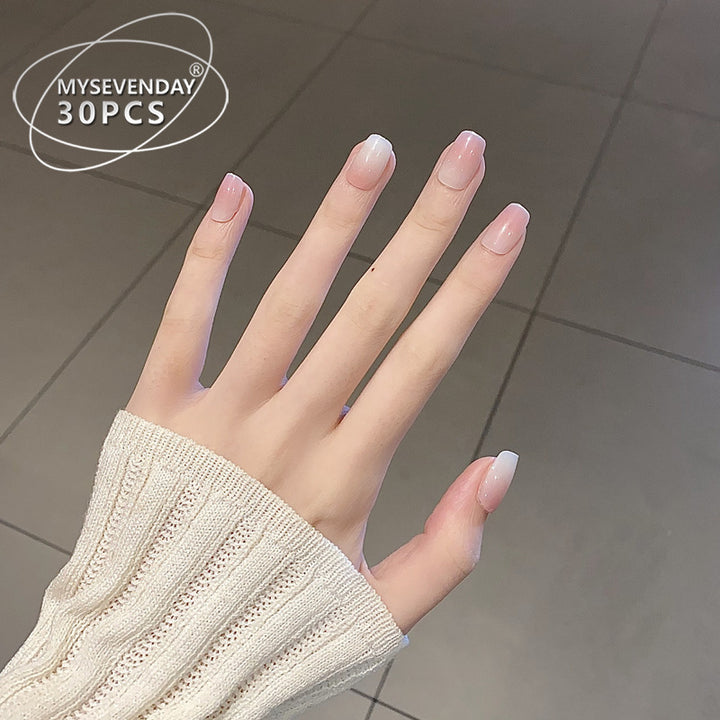 Glossy Press-On Nail Set with Elegant French Tips Bowlift