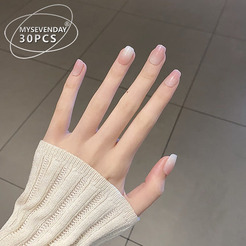 Glossy Press-On Nail Set with Elegant French Tips Bowlift