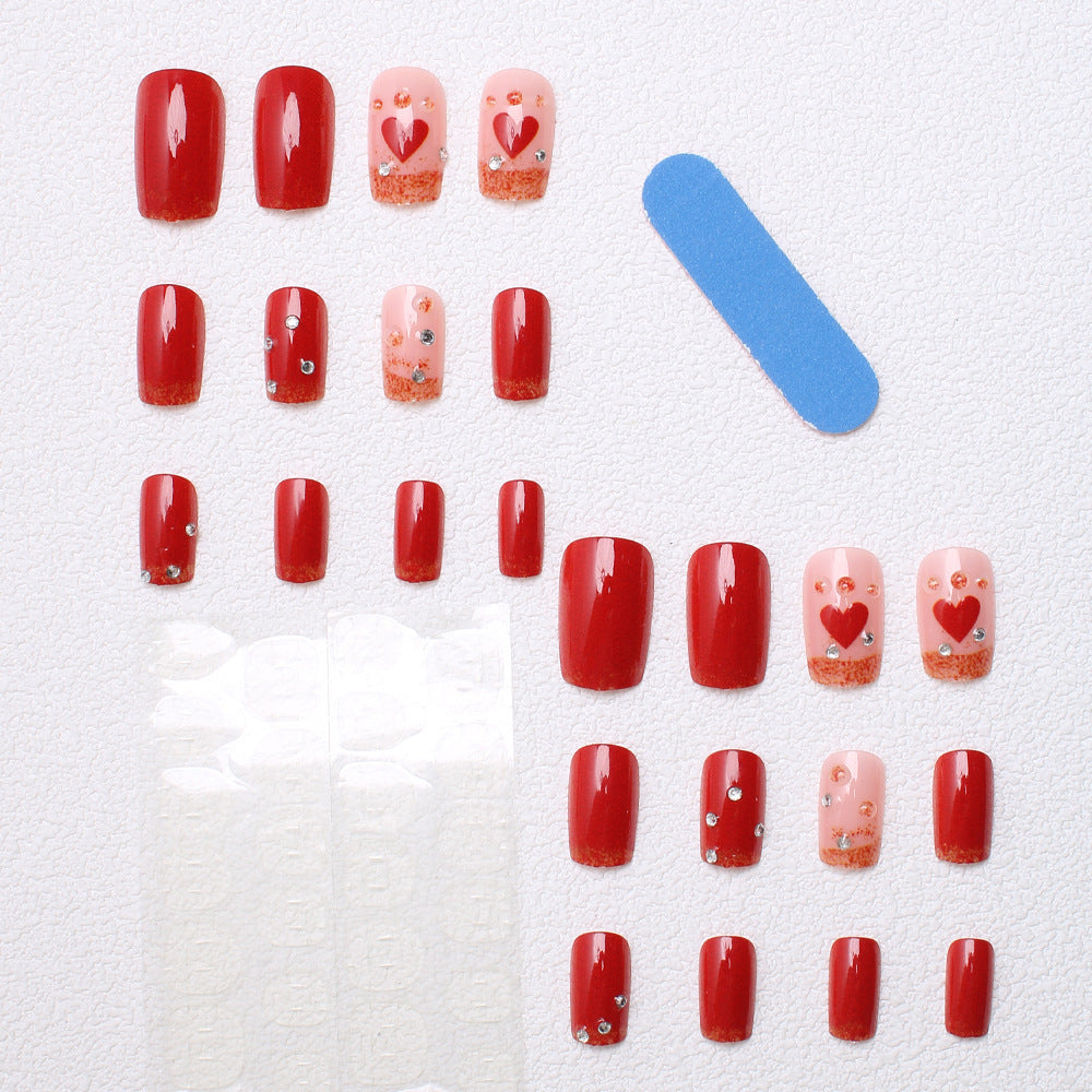 Glamorous Heart-Accent Press-On Nails Bowlift