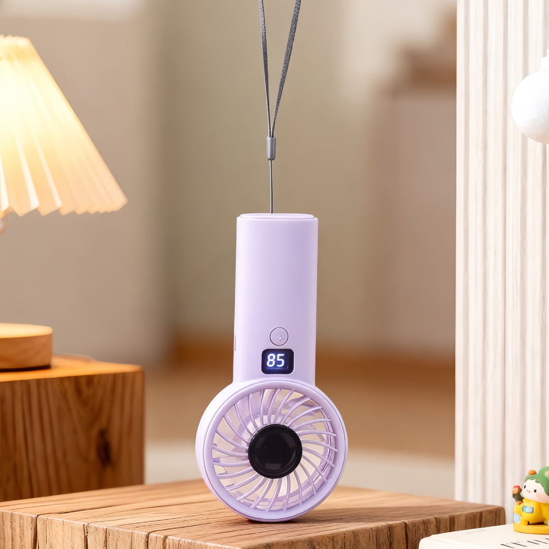 Women's Portable USB Hand Fan with Digital Display and Ergonomic Design Bowlift