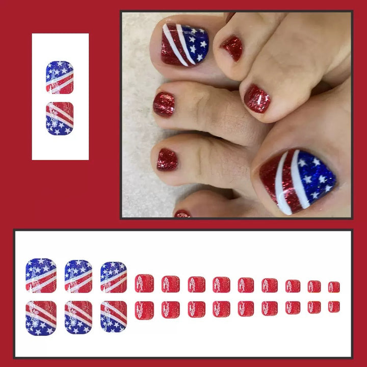 Nail art set with creative glitter design and American motif Bowlift