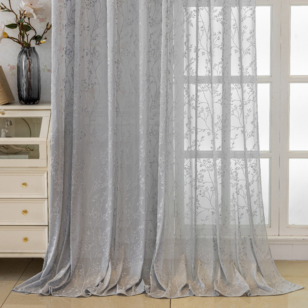 WoFloral Embroidered Sheer Curtain Bowlift