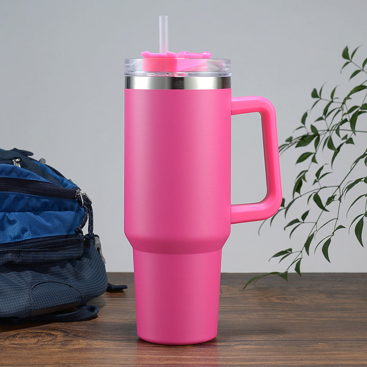 Women High-Quality Thermo Mug with Practical Carrying Handle and Integrated Straw Bowlift
