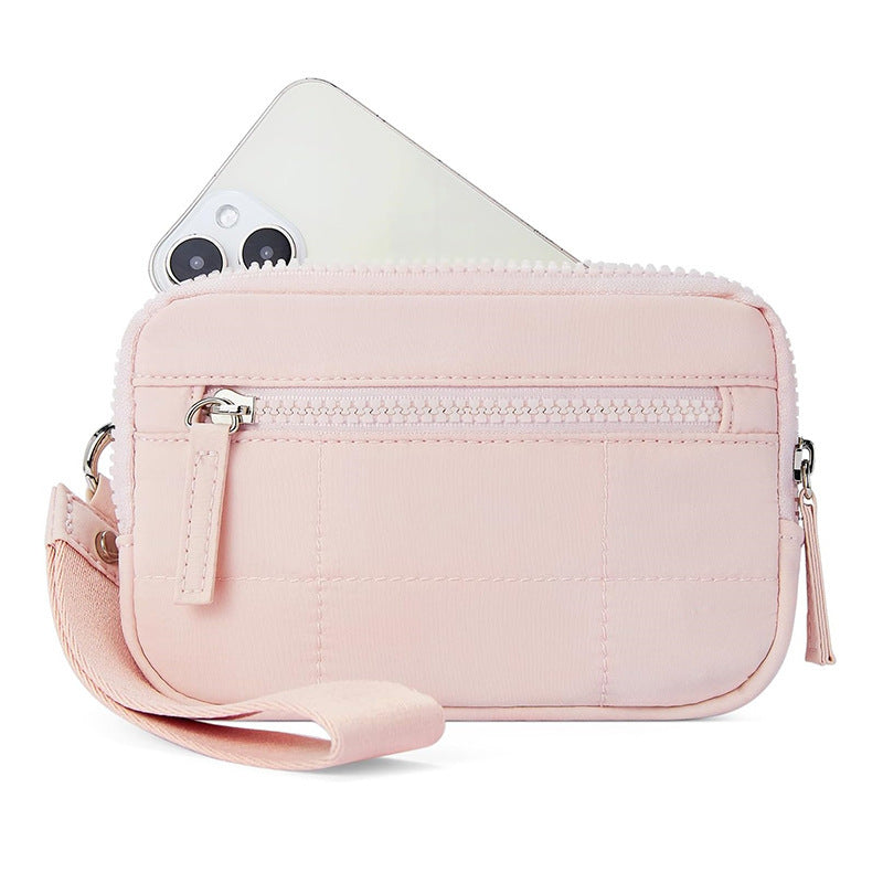 Stylish and Practical Cosmetic Clutch with Removable Carrying Strap Bowlift