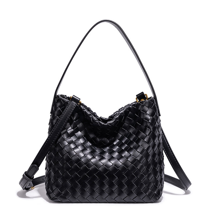 Elegant Woven Leather Shoulder Bag Bowlift