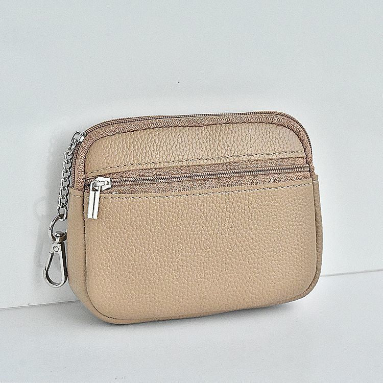 Compact Leather Zippered Card Wallet Bowlift