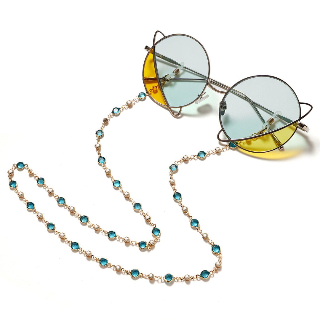 Elegant Rhinestone and Gemstone Eyewear Chain Bowlift