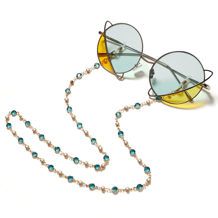 Elegant Rhinestone and Gemstone Eyewear Chain Bowlift
