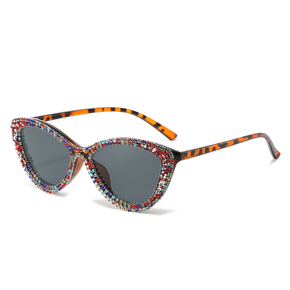 Glamorous Rhinestone-Embellished Cat-Eye Sunglasses Bowlift