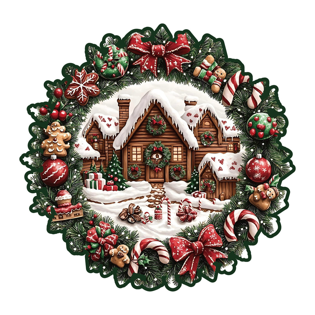 Wooden Irregular Christmas Wreath Piggy Bank Puzzle