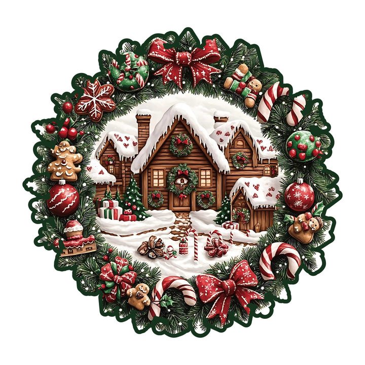 Wooden Irregular Christmas Wreath Piggy Bank Puzzle