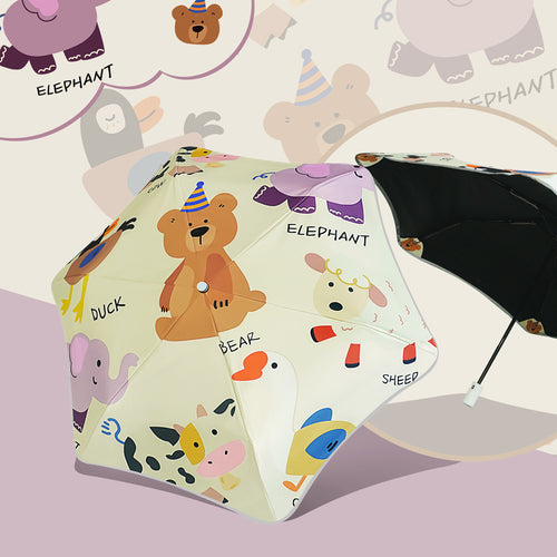 Ladies' creative folding umbrella with cheerful animal and food motifs Bowlift
