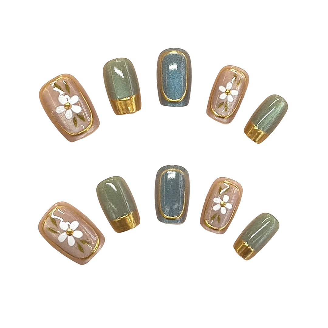 Floral Accent Press-On Nail Art Set Bowlift