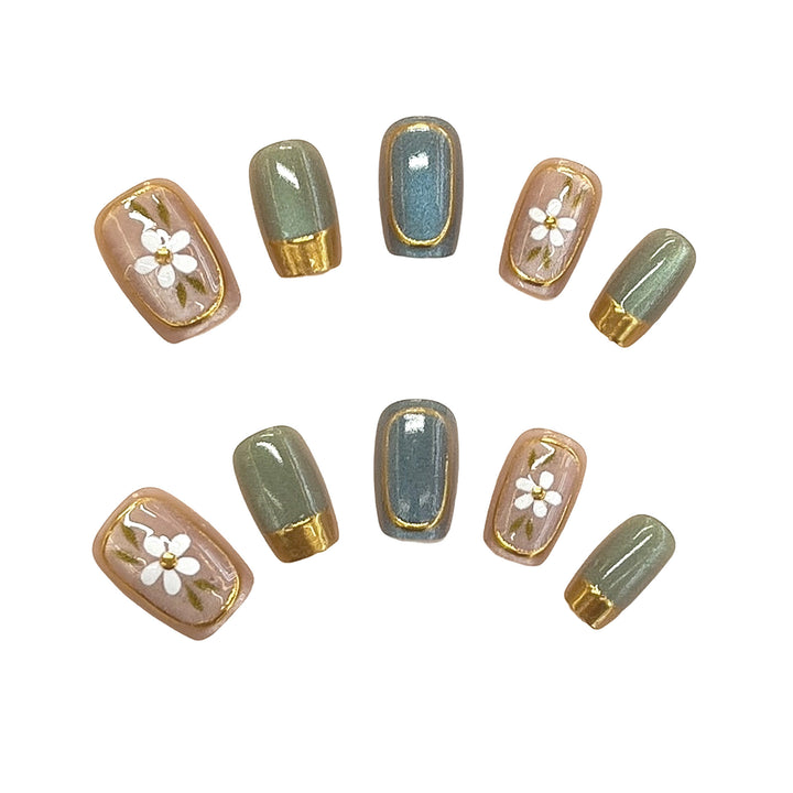 Floral Accent Press-On Nail Art Set Bowlift