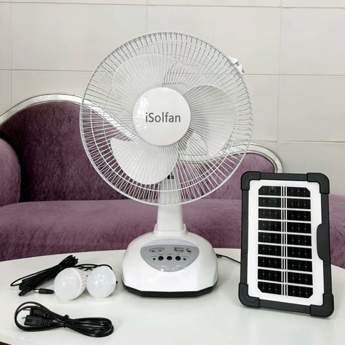Women's portable solar fan with LED light and USB connection Bowlift