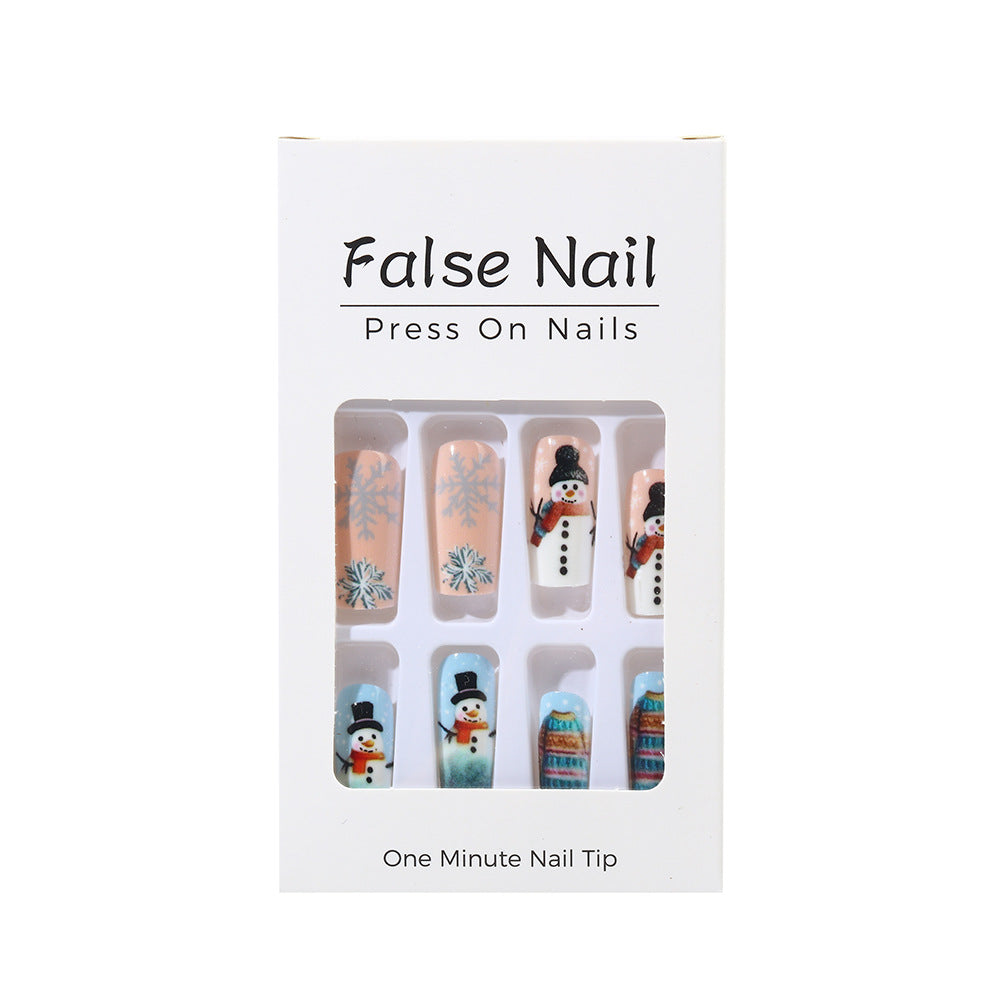 Festive artificial nails with snowman motif Bowlift