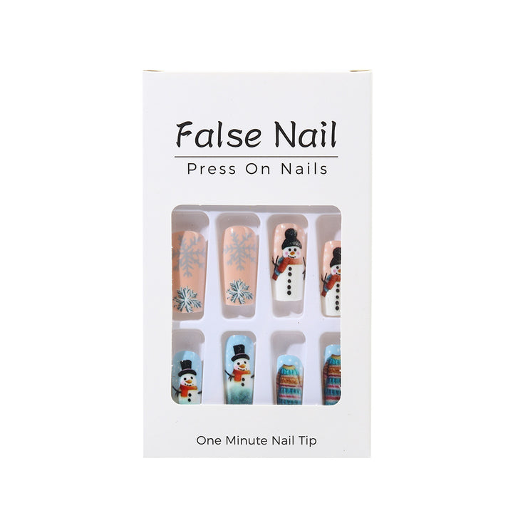 Festive artificial nails with snowman motif Bowlift