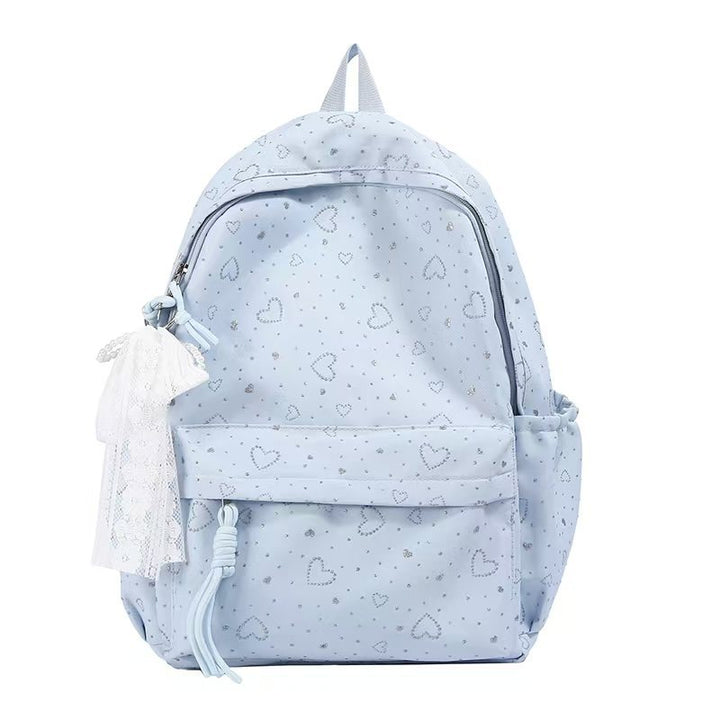 Heart-Embellished Casual Backpack Bowlift