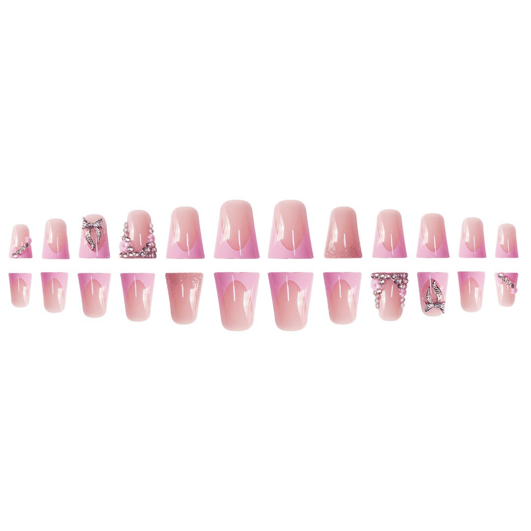 Floral Rhinestone Press-On Nail Enhancements Bowlift