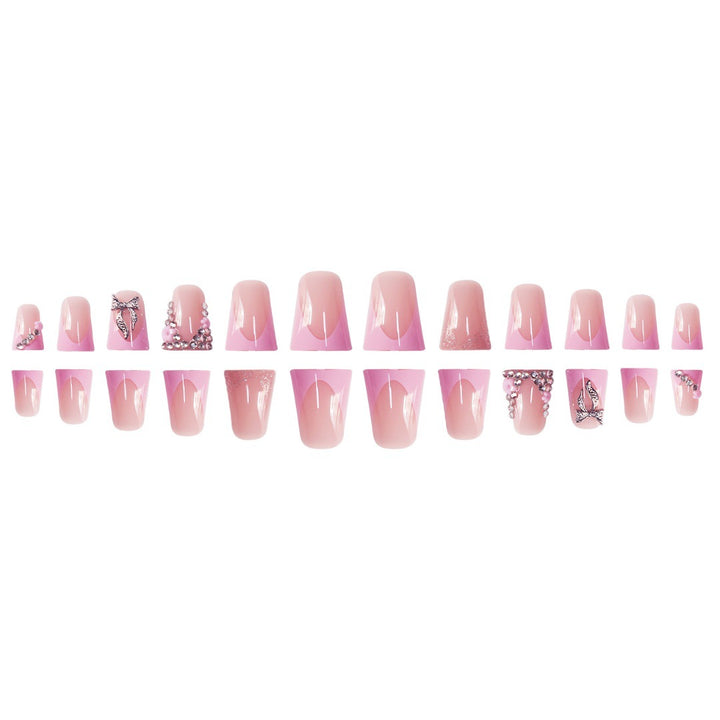 Floral Rhinestone Press-On Nail Enhancements Bowlift