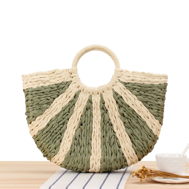 Elegant Straw Bag with Stiff Handle Bowlift