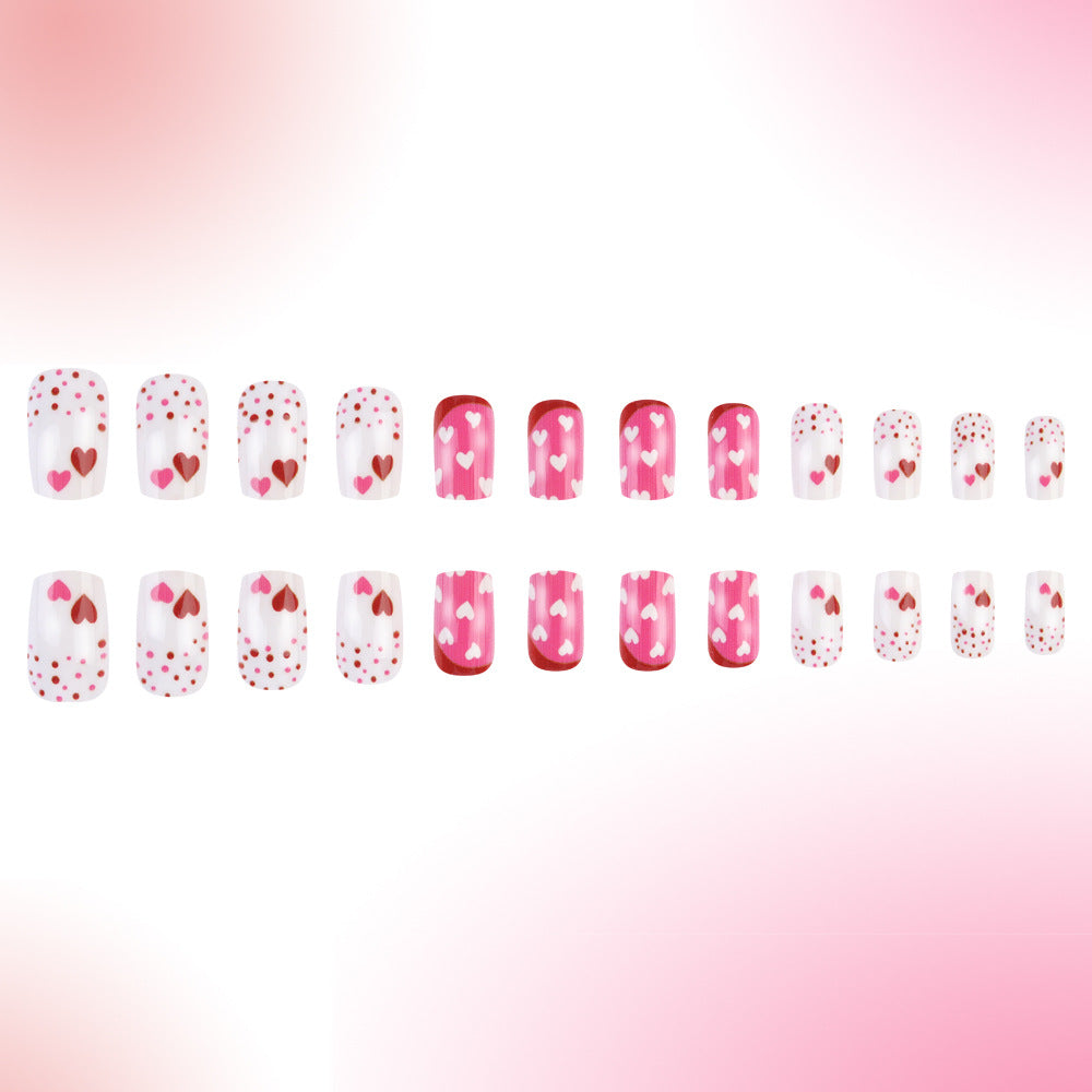 Heart Patterned Press-On Nail Art Bowlift
