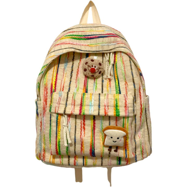 Colorful Striped Fabric School Backpack Bowlift