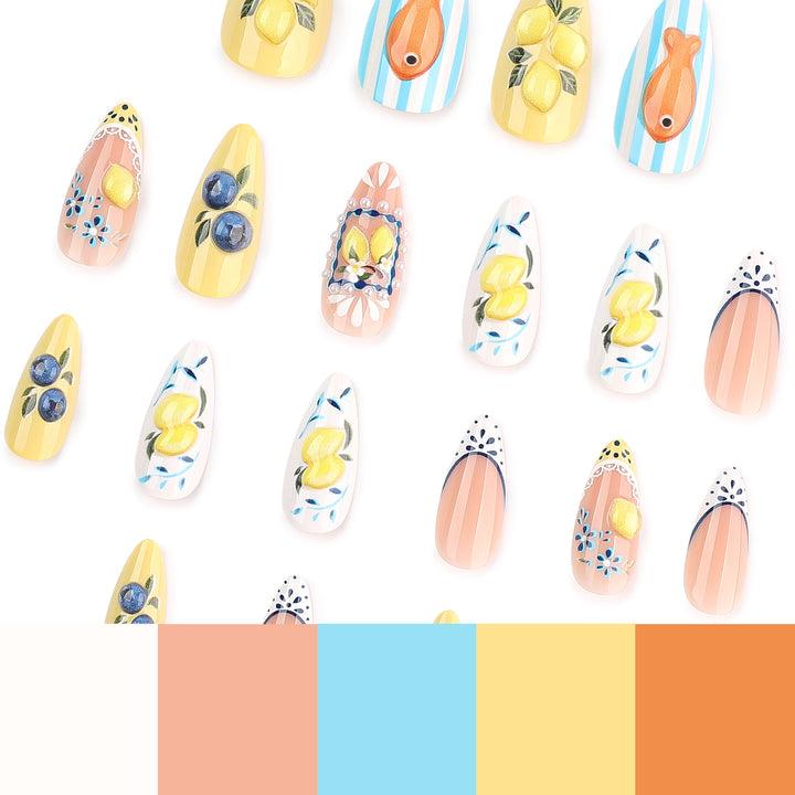 Artistic Nail Extensions with Fruity Designs Bowlift