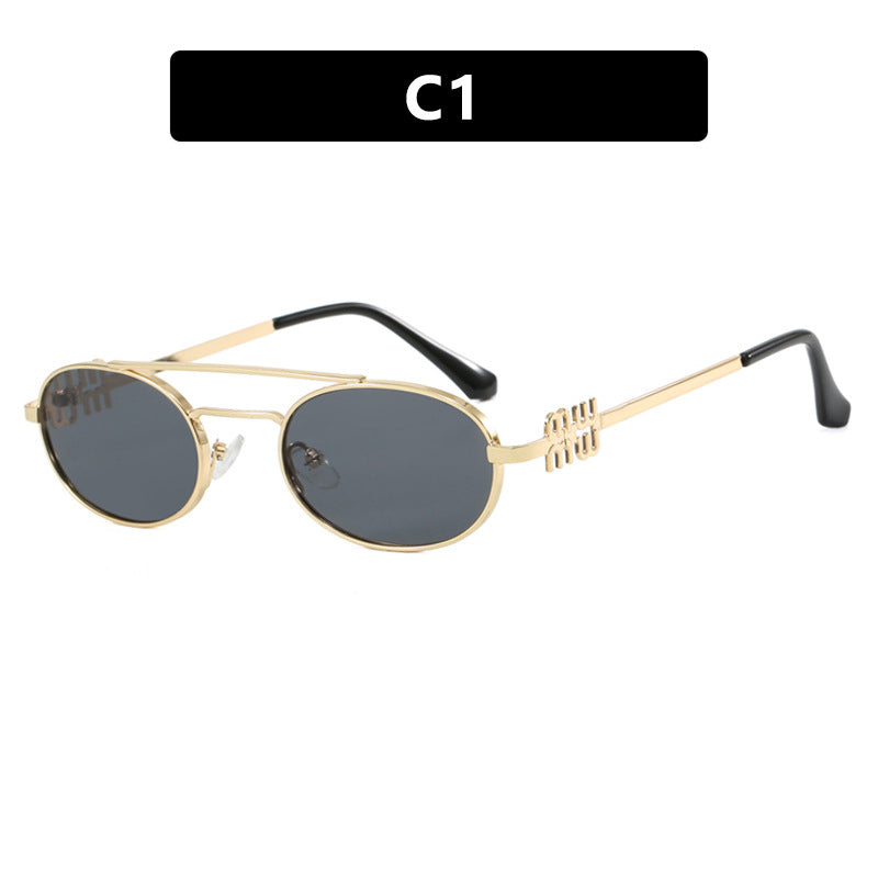 Women's elegant oval sunglasses with luxurious metal frame Bowlift