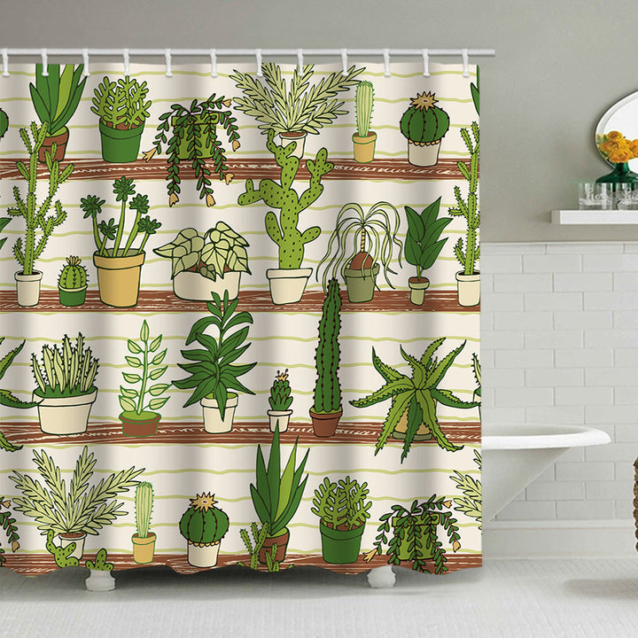 Cactus Garden-Themed Shower Curtain Bowlift