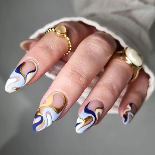 Artificial nails with modern wave-shaped design Bowlift