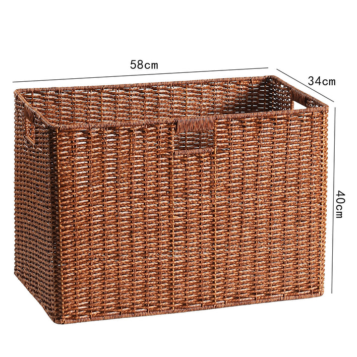 Large Woven Storage Bin with Ergonomic Cutout Handles Bowlift