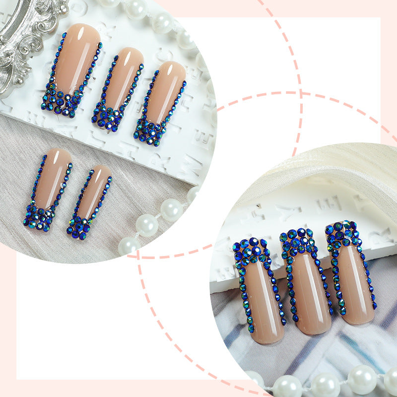 Designer Press-On Nail Set with Rhinestone Accents Bowlift