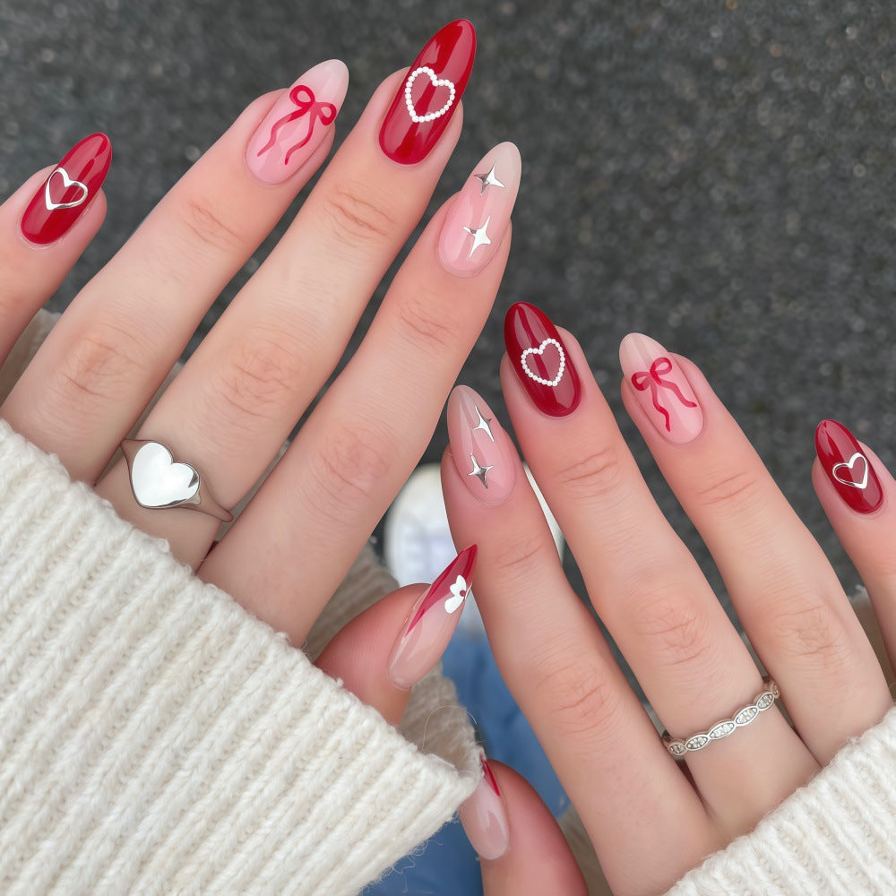 Artistic Heart Motif Art Nails Bowlift