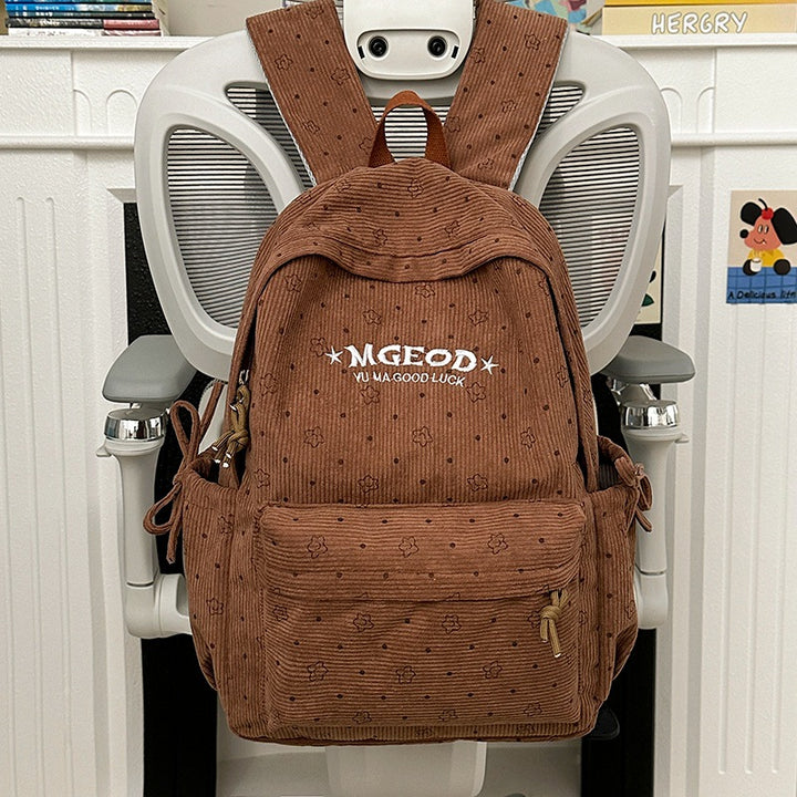 Casual Corduroy Backpack Bowlift