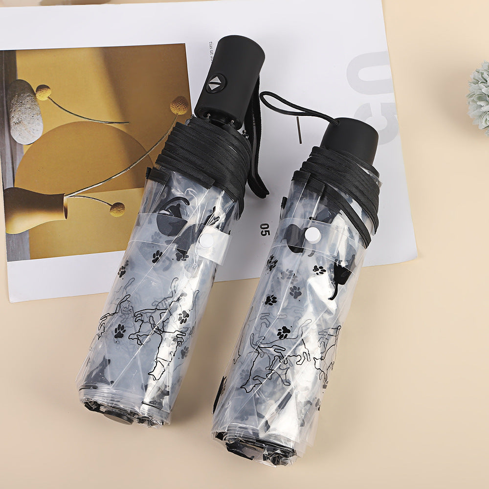 Women's Foldable Umbrella with Transparent Design and Animal Patterns Bowlift
