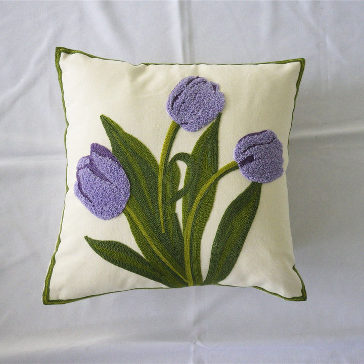 Flower Bouquet Embroidered Cushion