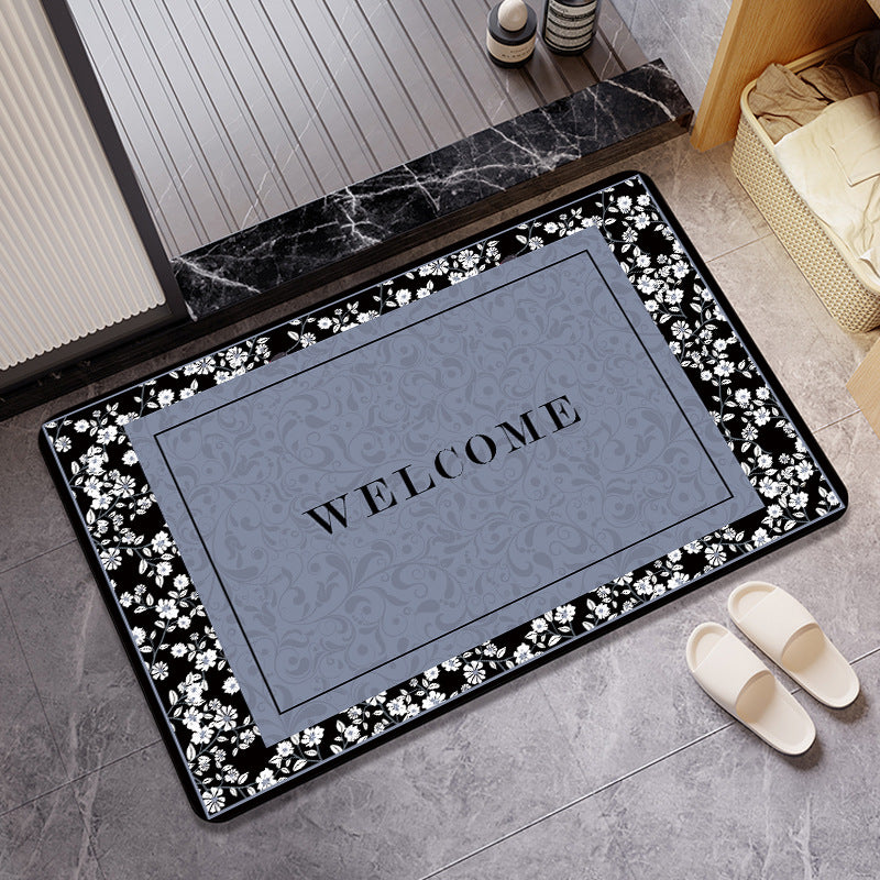 Vintage Floral Pattern Bath Mat Bowlift