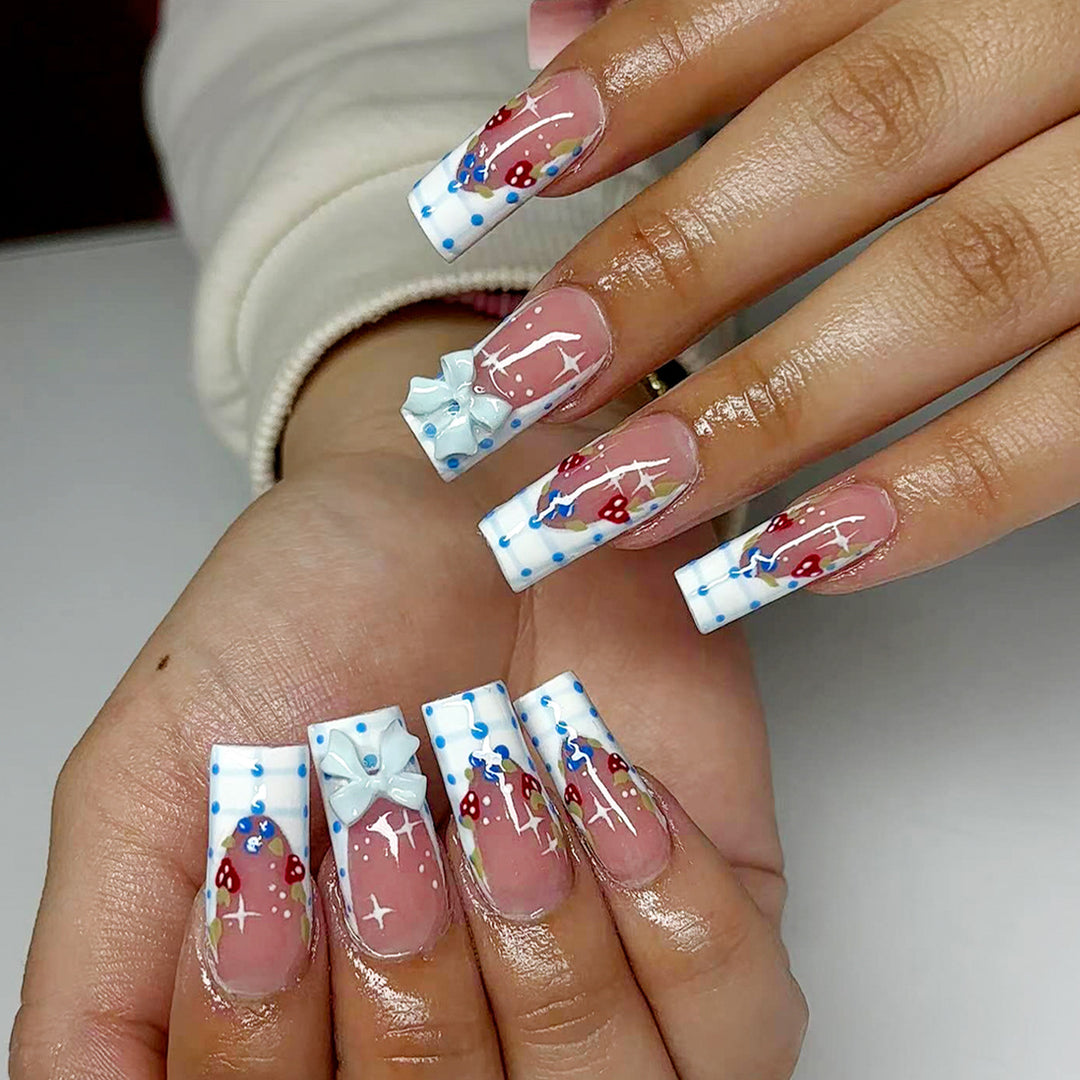Artistic acrylic nails with playful design Bowlift