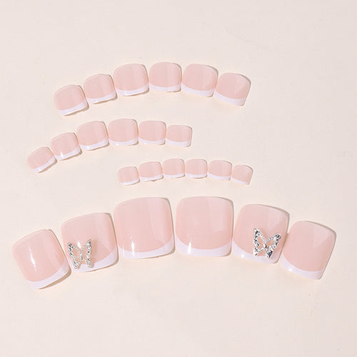 Artificial Nail Set with elegant French design and glitter accents Bowlift
