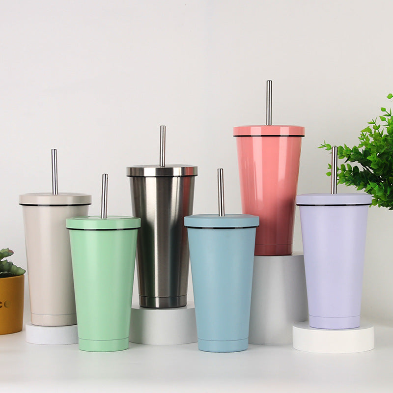 Women's stainless steel drinking cup with straw Bowlift